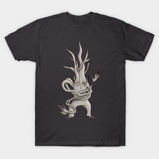 Spooky Tree Creature With Tangled Branches T-Shirt